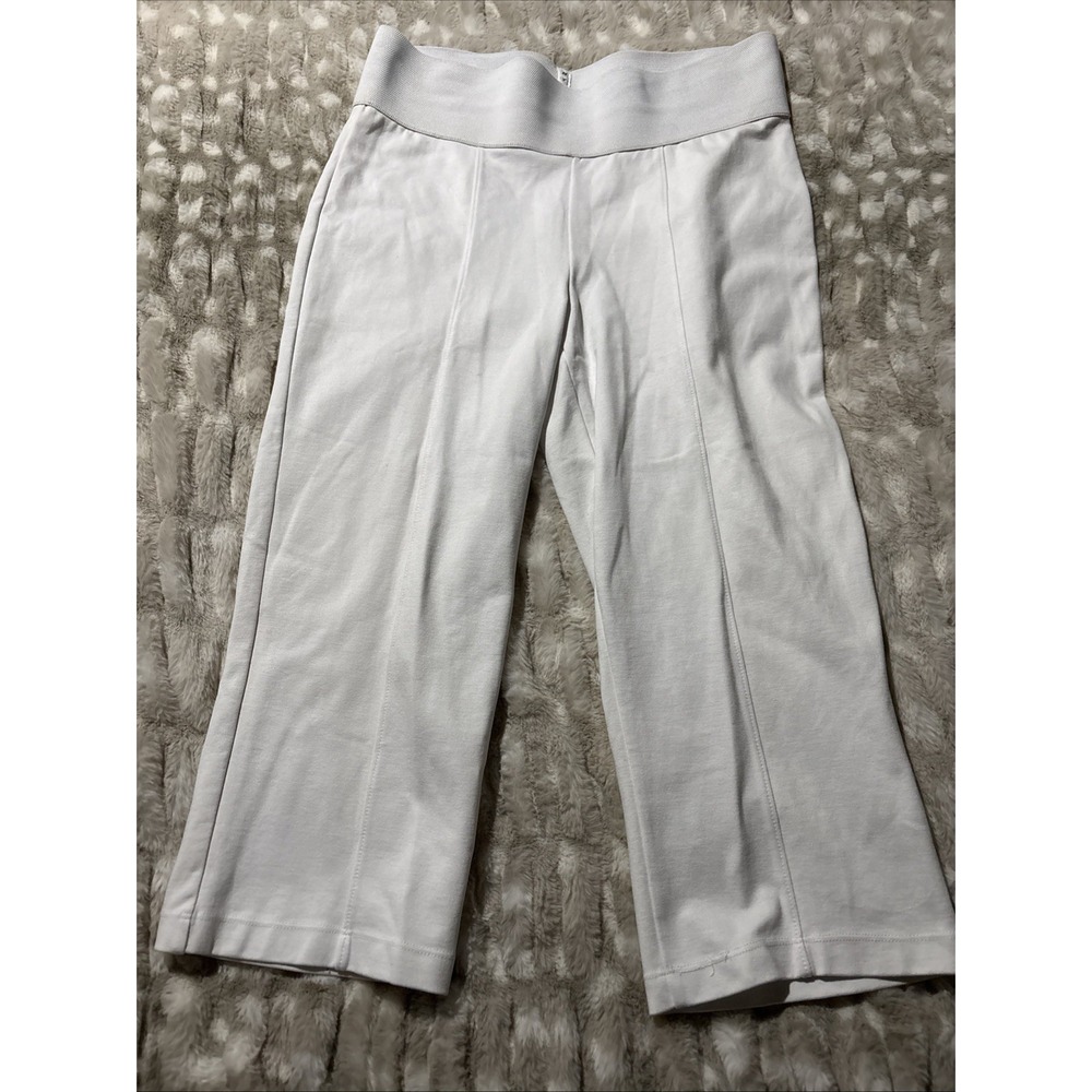 Nygard Slims Pants Womens White Knit Elastic Waist Front Leg Seam Straight Large